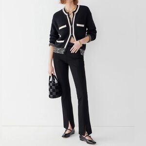 {J. Crew} "Italian Ponte Work Remix in Black" Short Petite Slim Flare Pants